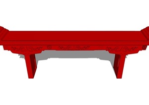 古典中式风格详细的木质桌子SU(草图大师)模型