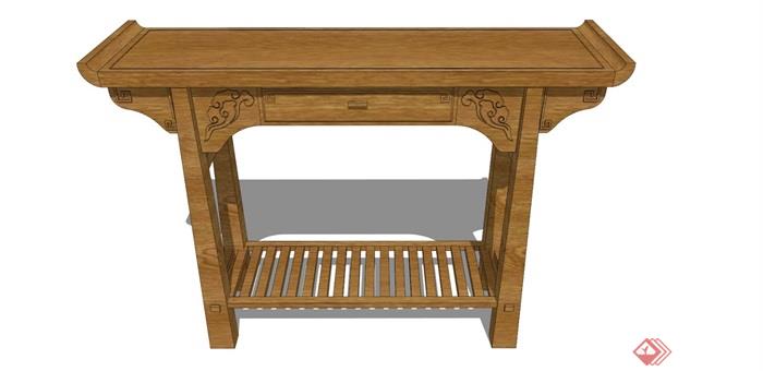 古典中式风格详细的木质桌子su模型