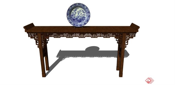 古典中式风格详细的木质桌子su模型