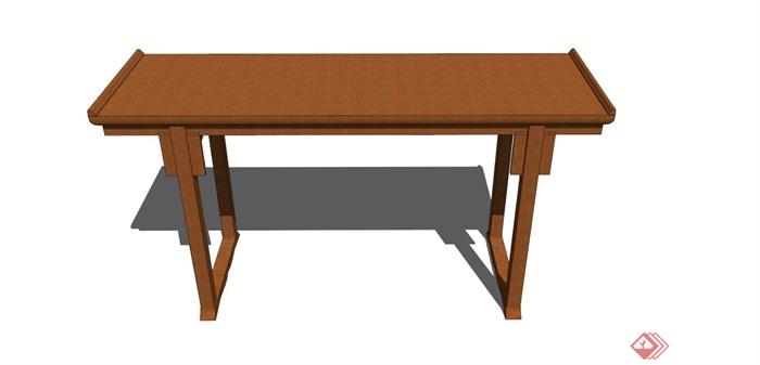 中式风格详细的木质桌子素材设计su模型