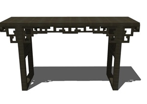 独特古典中式风格详细的木质桌子SU(草图大师)模型