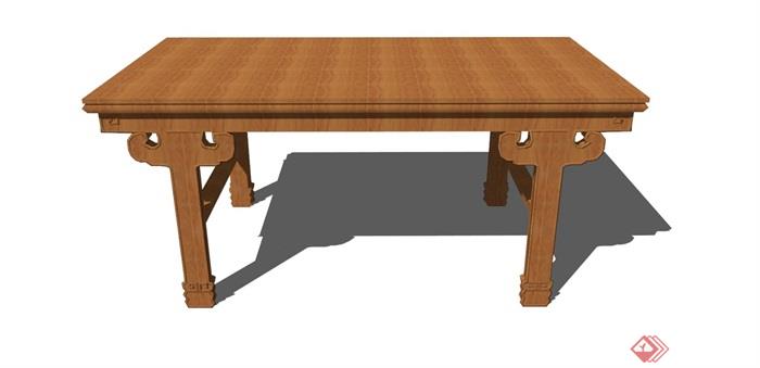 独特古典中式风格详细的木质桌子su模型