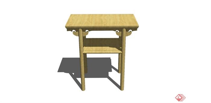 中式独特详细的木质桌子su模型