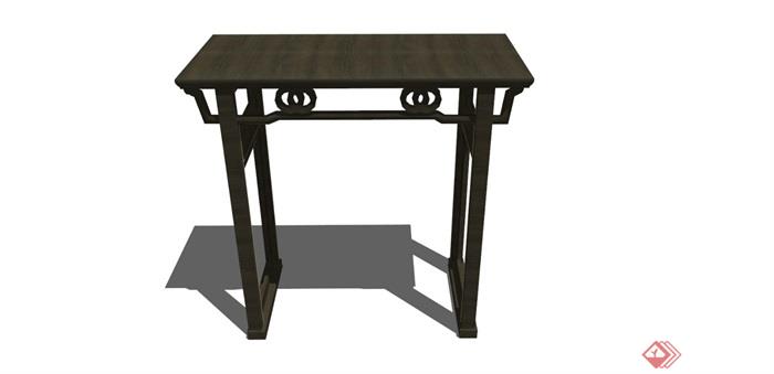 中式独特详细的木质桌子su模型