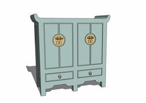 中式风格独特多个不同的柜子设计SU(草图大师)模型