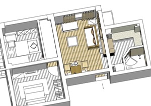 住宅室内现代客餐厅家装设计SU(草图大师)模型