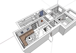 住宅室内客厅餐厅家装设计SU(草图大师)模型