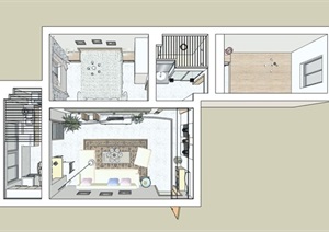 独特住宅室内现代家装设计SU(草图大师)模型