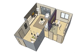 住宅室内客餐厅空间装饰SU(草图大师)模型