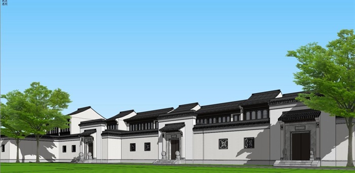 安吉绿城桃花源B区中式别墅建筑方案SU模型（附PDF规划建筑方案+CAD户型平面）(9)