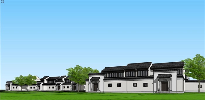 安吉绿城桃花源B区中式别墅建筑方案SU模型（附PDF规划建筑方案+CAD户型平面）(11)