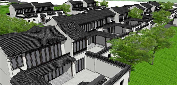 安吉绿城桃花源B区中式别墅建筑方案SU模型（附PDF规划建筑方案+CAD户型平面）(15)