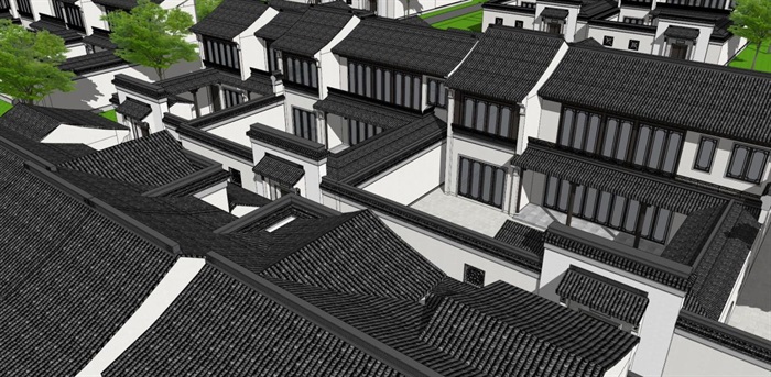 安吉绿城桃花源B区中式别墅建筑方案SU模型（附PDF规划建筑方案+CAD户型平面）(16)