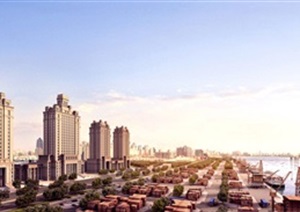 3个武汉大都会新古典风格海关大厦建筑方案SU(草图大师)模型