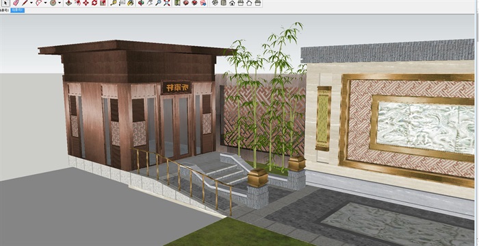 4个泰禾院子中式门头景观方案SU模型(1)