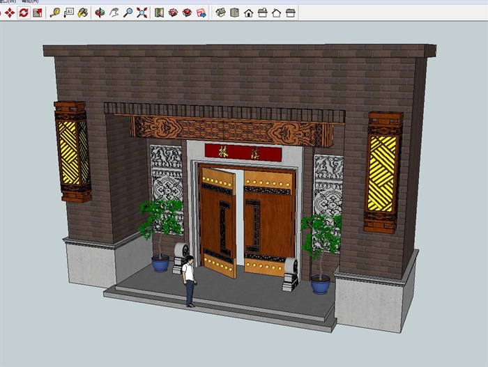 4个泰禾院子中式门头景观方案SU模型(6)