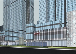 北京通州商务办公区建筑与景观方案SU(草图大师)模型