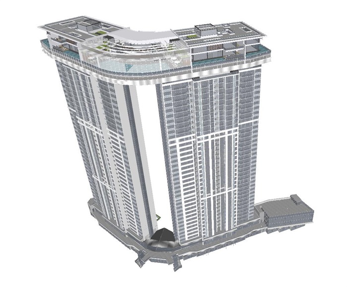 成都绿地GIC中央广场高层豪宅（带天际别墅及会所）建筑方案SU模型(5)