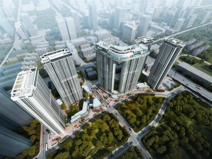 成都绿地GIC中央广场高层豪宅（带天际别墅及会所）建筑方案SU模型(8)