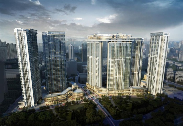 成都绿地GIC中央广场高层豪宅（带天际别墅及会所）建筑方案SU模型(11)