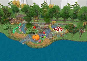 儿童滨湖魔幻乐园景观方案SU(草图大师)模型
