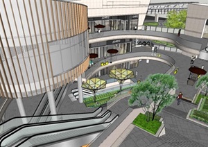 杭州保利中央公馆商业广场建筑与景观方案SU(草图大师)模型