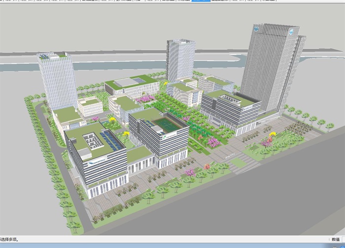 合肥宿松路科技园建筑与景观方案SU模型(1)