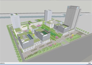合肥宿松路科技园建筑与景观方案SU(草图大师)模型