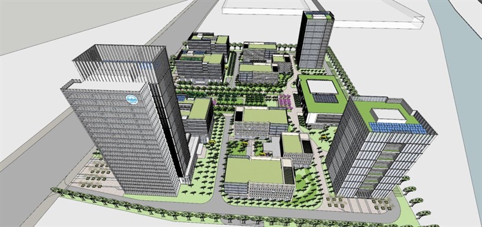 合肥宿松路科技园建筑与景观方案SU模型(2)