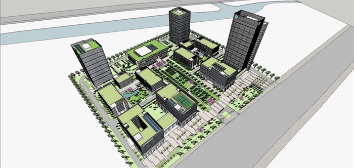 合肥宿松路科技园建筑与景观方案SU模型(4)