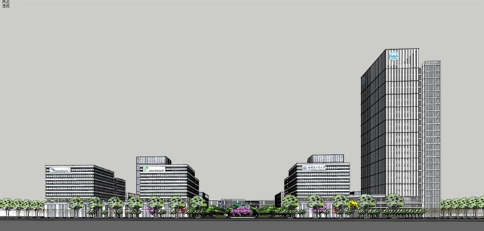 合肥宿松路科技园建筑与景观方案SU模型(9)