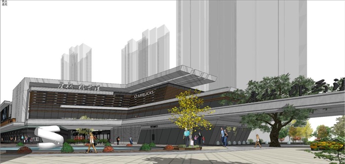 康桥·那云溪商业广场建筑与景观方案SU模型(7)