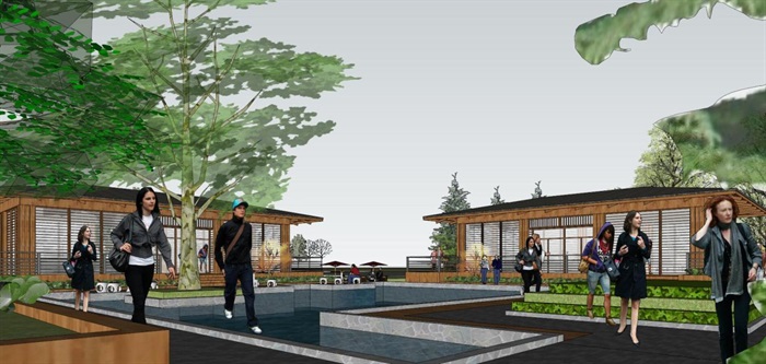 绿地售楼样板示范区建筑与景观方案SU模型(9)