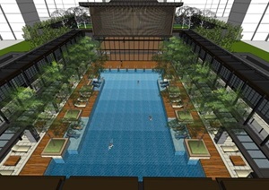 南京万科翡翠公园售楼示范区建筑与景观方案SU(草图大师)模型