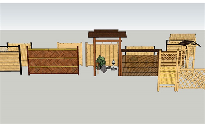 竹篱笆竹栅栏竹制品模型(4)