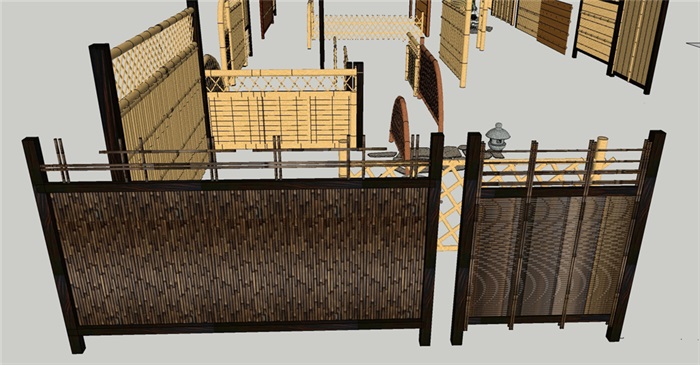 竹篱笆竹栅栏竹制品模型(5)