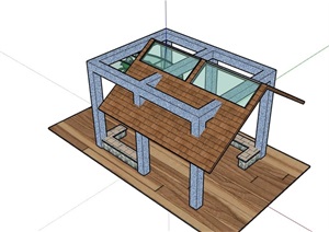 现代独特园林景观节点亭子SU(草图大师)模型
