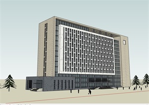 现代风格政府办公楼建筑楼设计SU(草图大师)模型