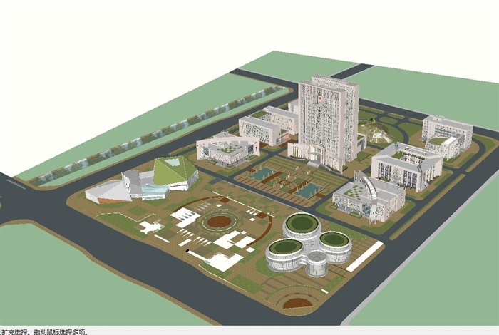 蒙城行政中心政府办公楼建筑规划设计方案SU模型(3)