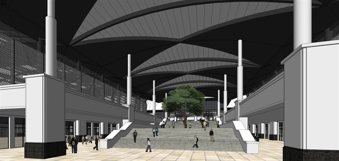 金地坪山体育中心建筑规划设计方案SU模型(5)