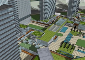 绿地商务区建筑设计方案SU(草图大师)模型