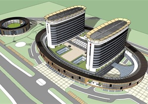 龙岩市妇幼保健院建筑方案SU(草图大师)模型