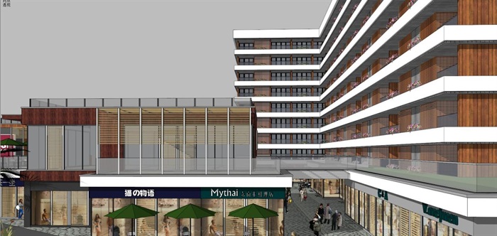 三亚绿地·悦澜湾新亚洲风格别墅+酒店+公寓+商业项目建筑方案SU模型(14)