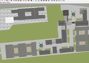 蒲城唐风商业步行街建筑方案SU(草图大师)模型