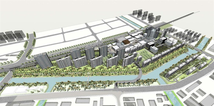 上海青浦徐盈路宝龙·上盖综合开发建筑设计方案SU模型(6)