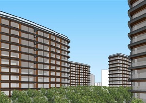 上海前滩现代高层豪宅小区建筑与景观方案SU(草图大师)模型
