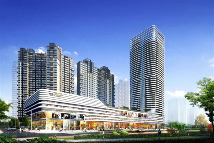 深圳中洲中央公园商业综合体建筑方案SU模型(7)