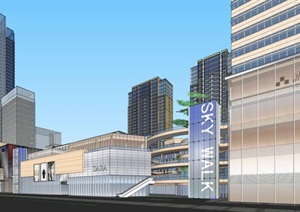 西安华翼新天地商业综合体建筑与景观方案SU(草图大师)模型