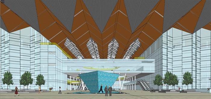 苏州汽车西站（大跨度结构）建筑方案SU模型(1)