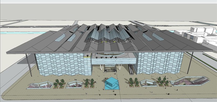 苏州汽车西站（大跨度结构）建筑方案SU模型(3)